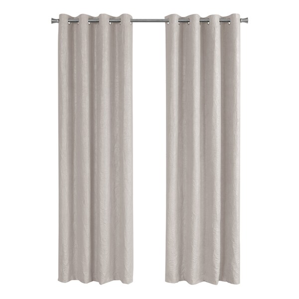 Monarch Specialties Curtain Panel Set, 54"W X 84"L, Grommet, Living Room, Bedroom, Kitchen, Micro Suede, Beige, PK2 I 9817 - main